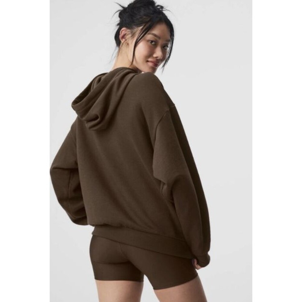 Alo Yoga Accolade Hoodie Espresso Brown Pullover Sweatshirt - Picture 4 of 5
